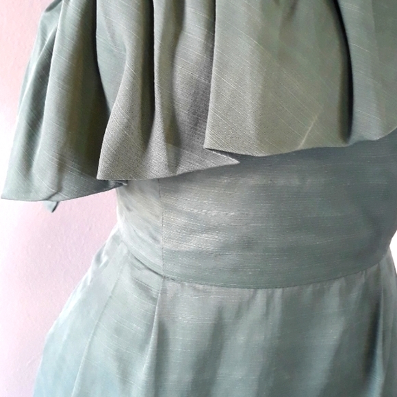 Fab'rik Olive Green Ruffled Off The Shoulder Dress - Picture 6 of 14